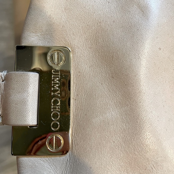 JIMMY CHOO Beige Leather Shoulder Bag Purse Gold Hardware - Picture 5 of 7